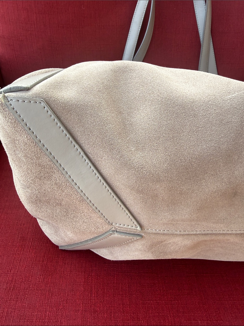 Reiss Taupe Suede Tote with Light Gray Trim - Picture 6 of 16